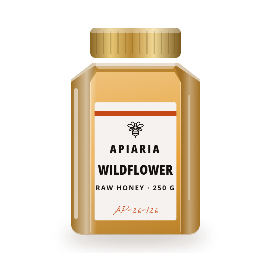 A jar of Wildflower Meadow Honey