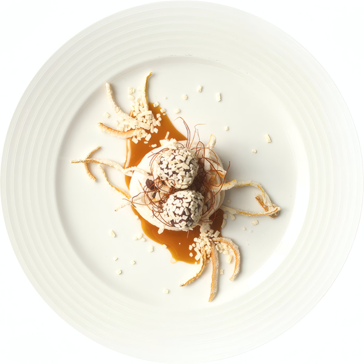The hazelnut praline seen from above