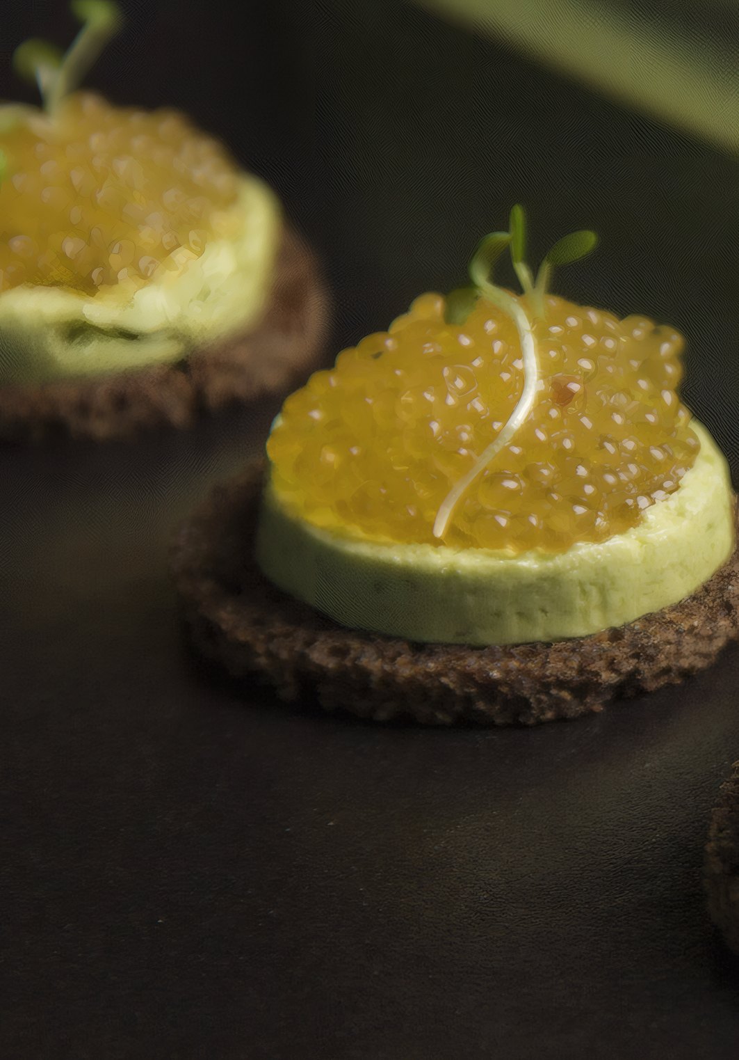 Trout Roe, Avocado, Rye