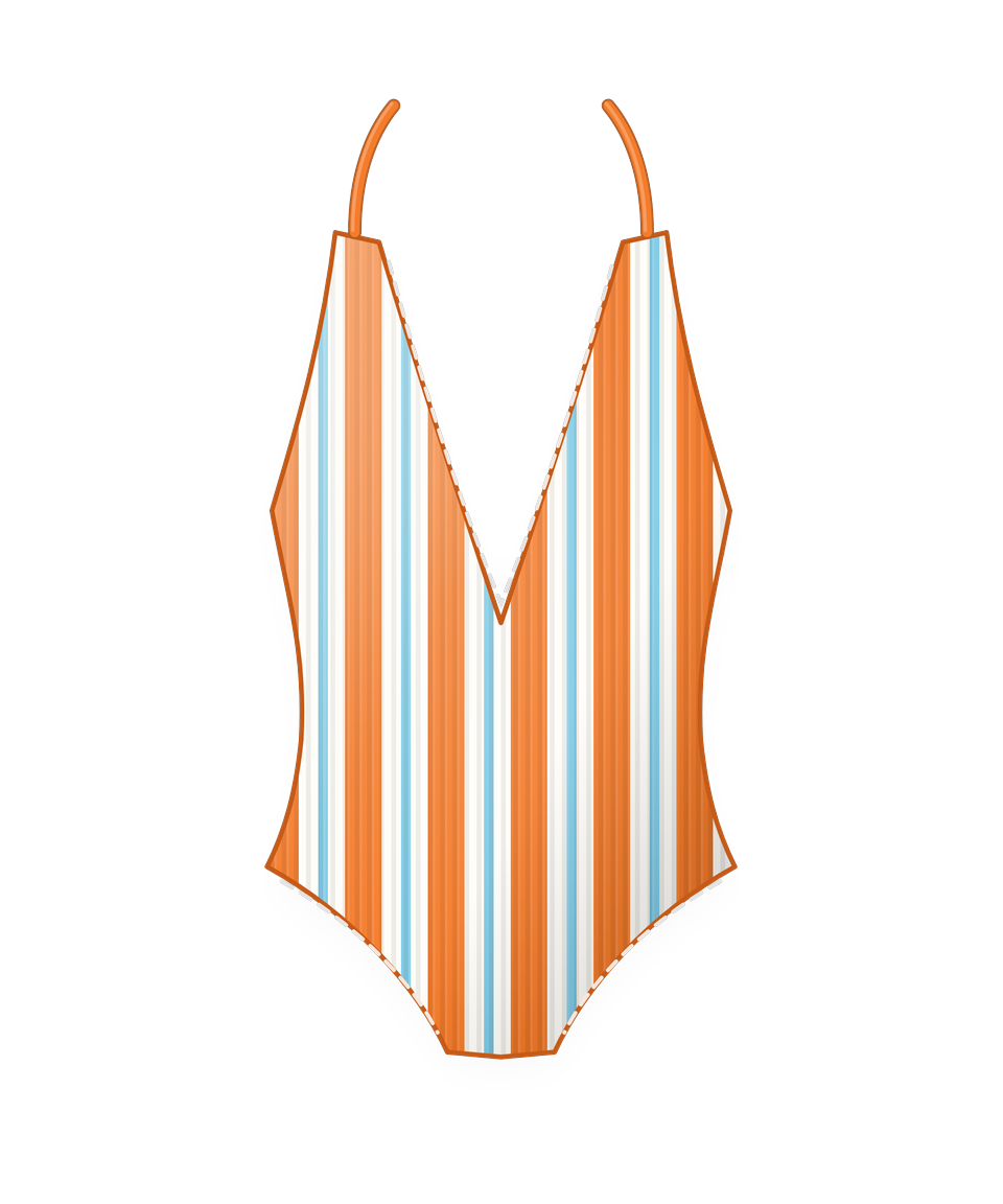 Lido Plunge One-Piece in Cabana Stripe
