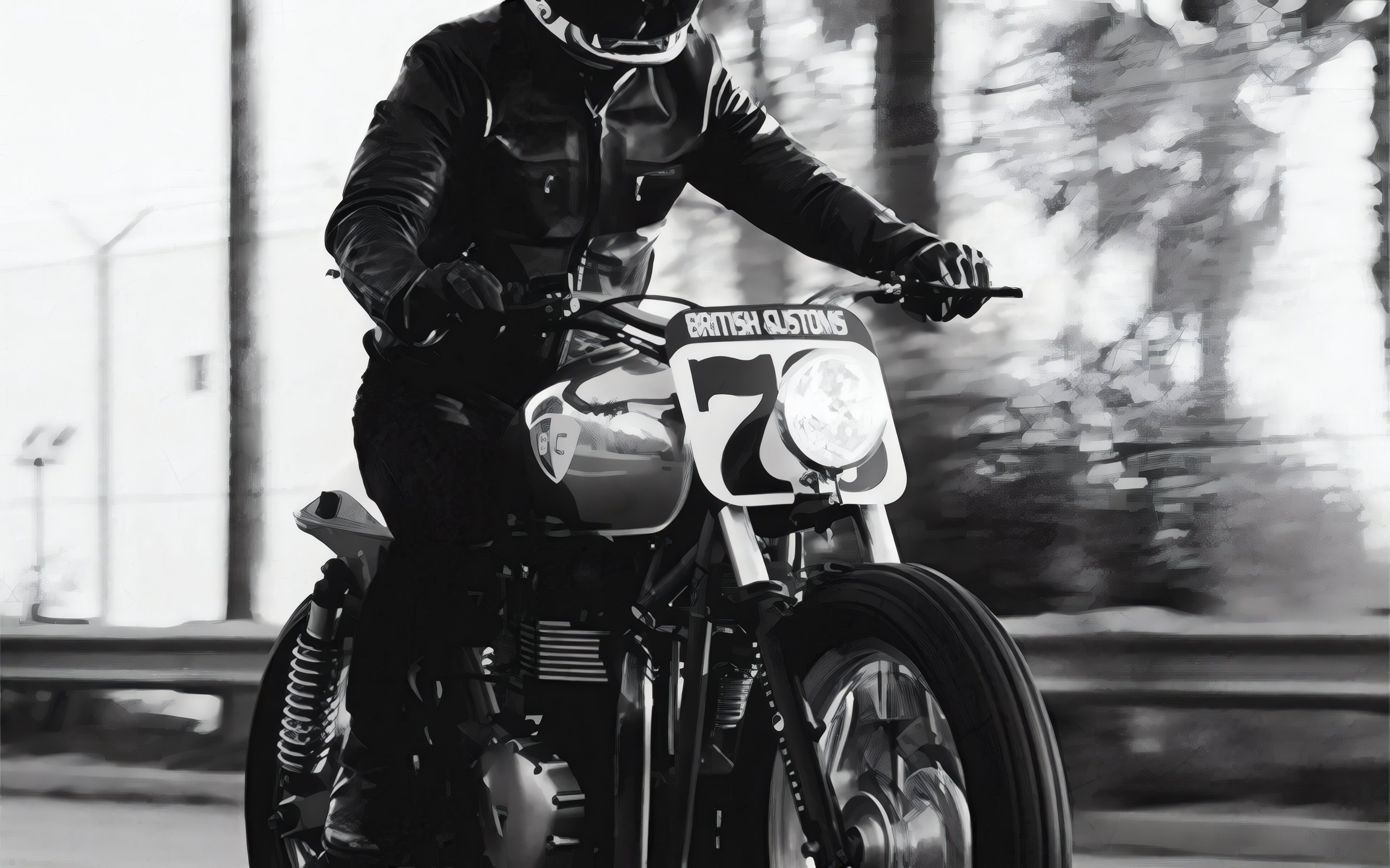 The café racer on the road