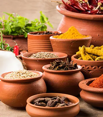 Spices in clay pots
