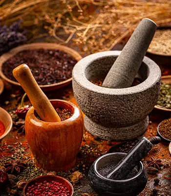 Mortar and pestle with whole spices