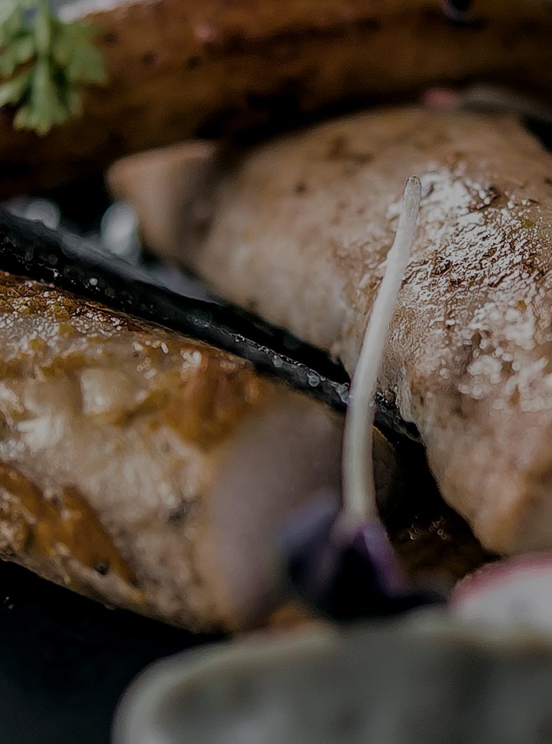 A glazed fillet of fish with crisp skin