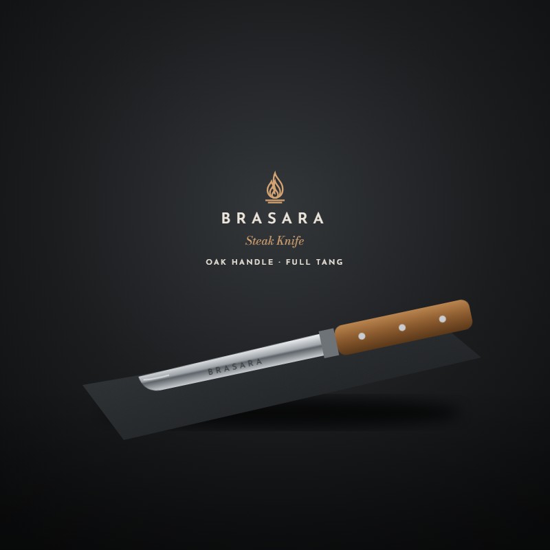 Steak Knife, Oak Handle