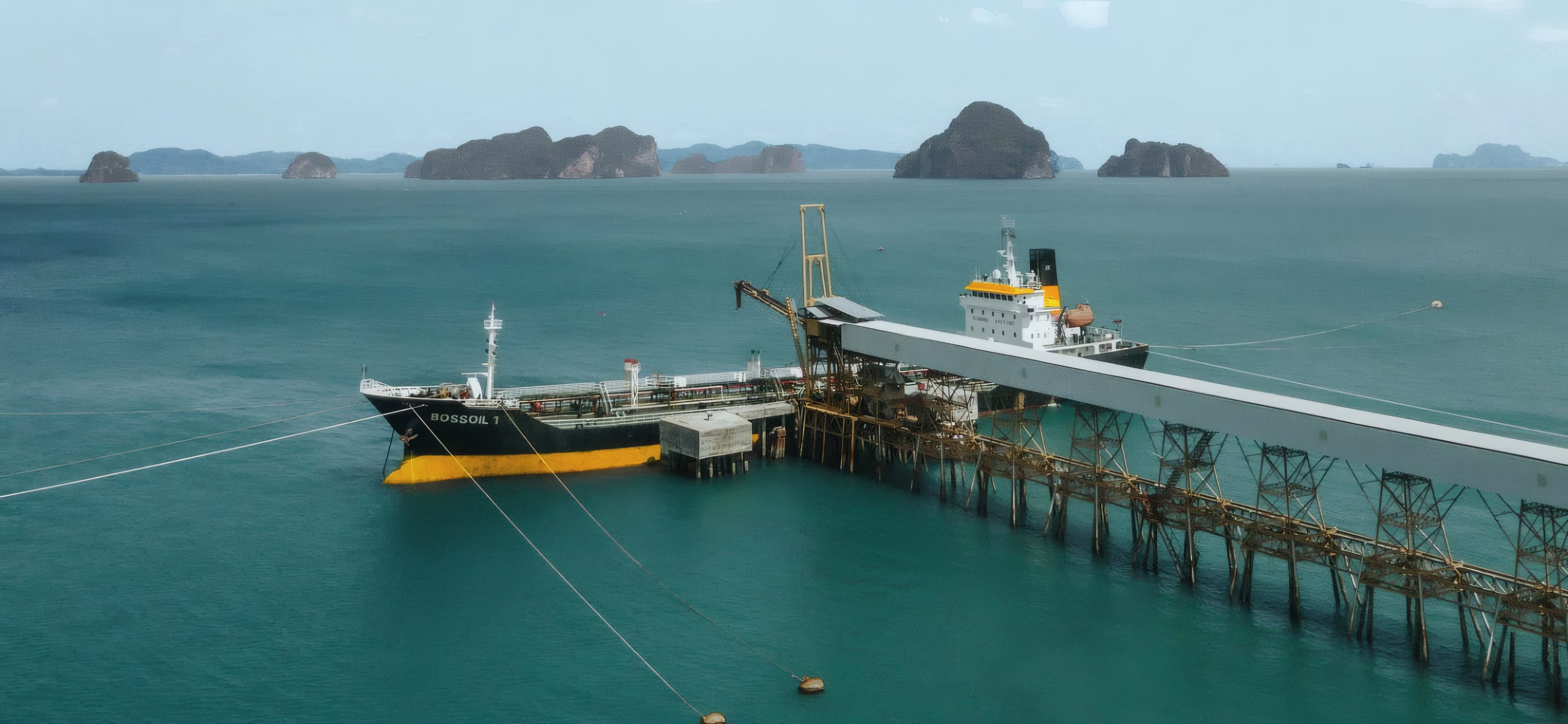 A tanker at its pier