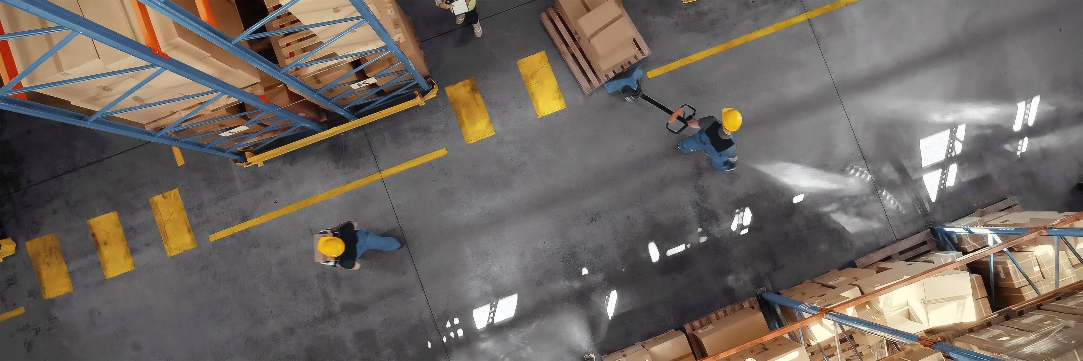 A warehouse floor from above