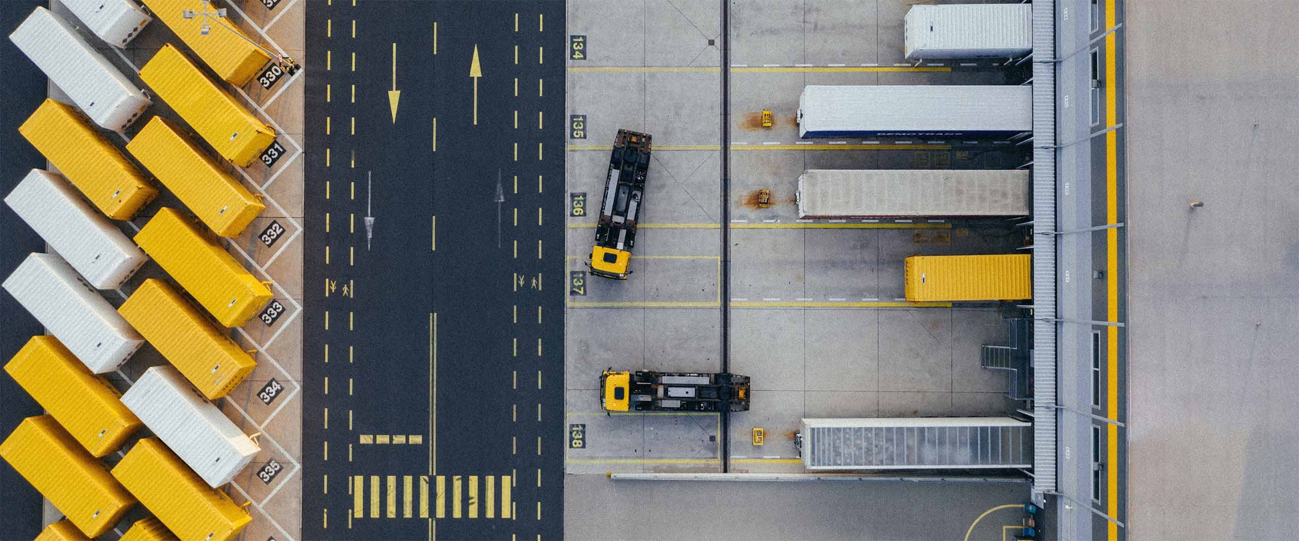 A container yard from above