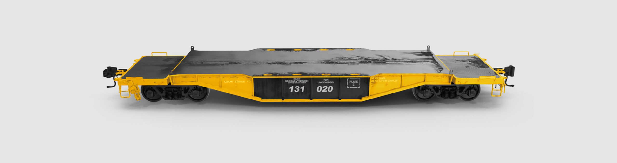 A yellow flat wagon