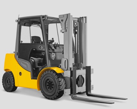 A yellow forklift