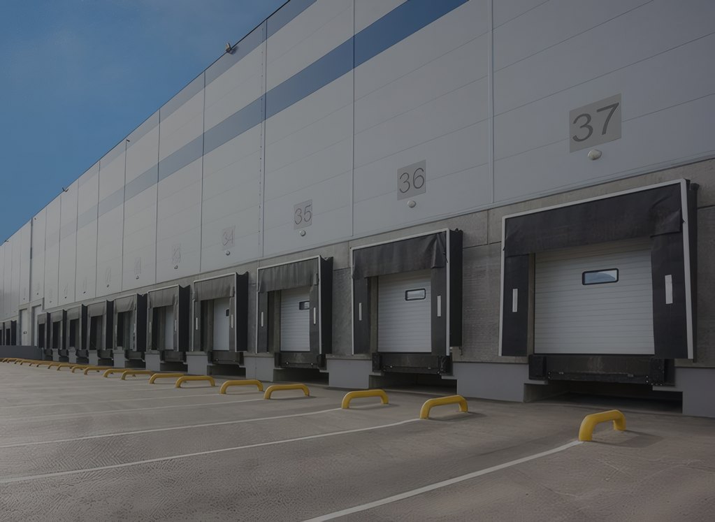 Loading docks along a warehouse