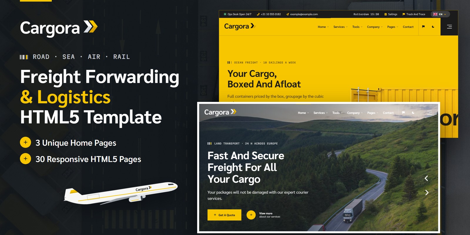 Cargora template home pages