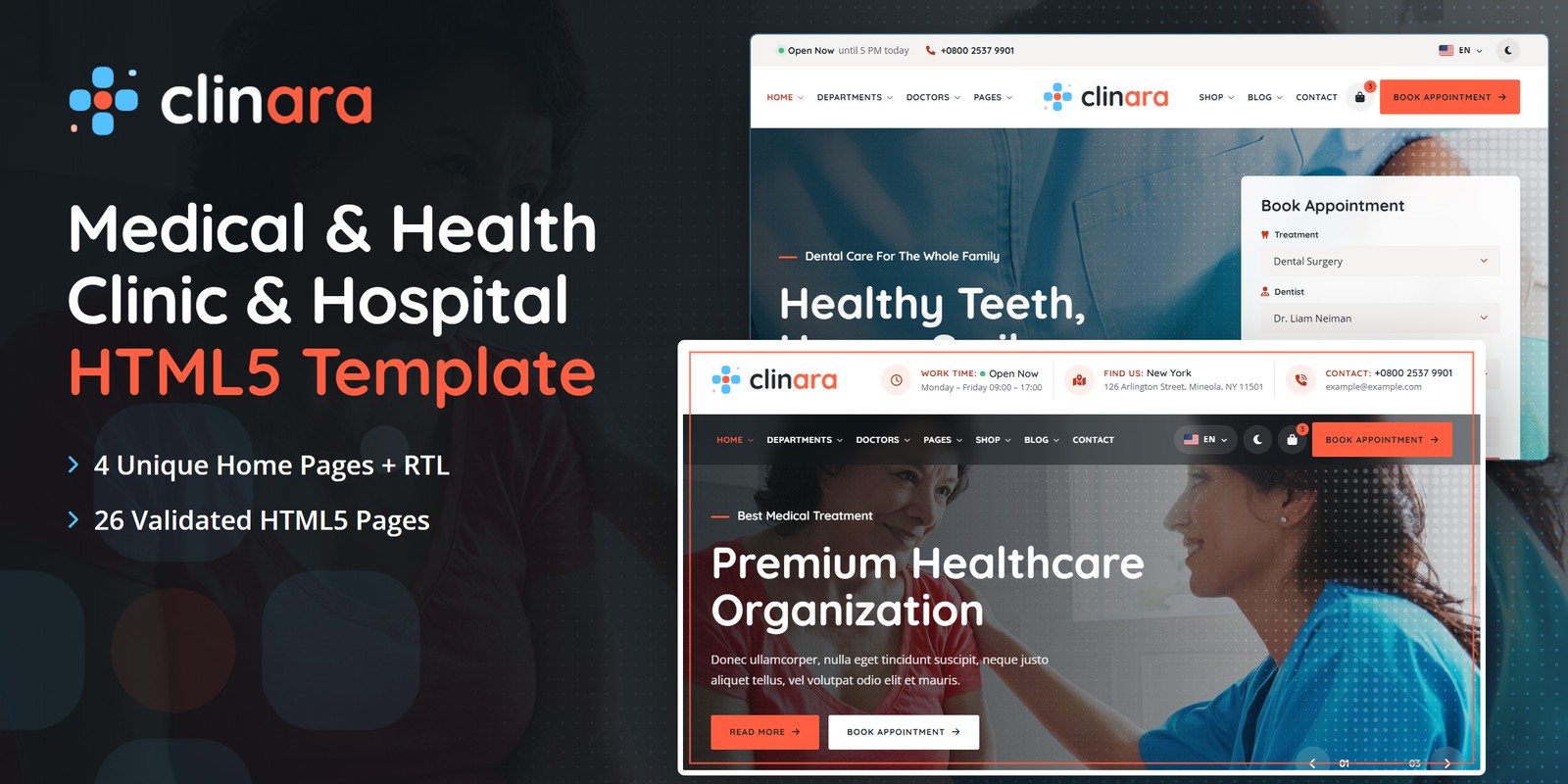 Clinara template home pages