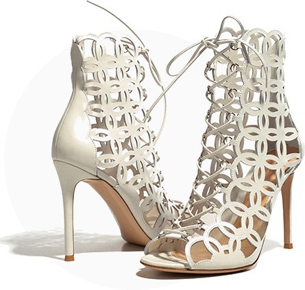 White lace-up heels