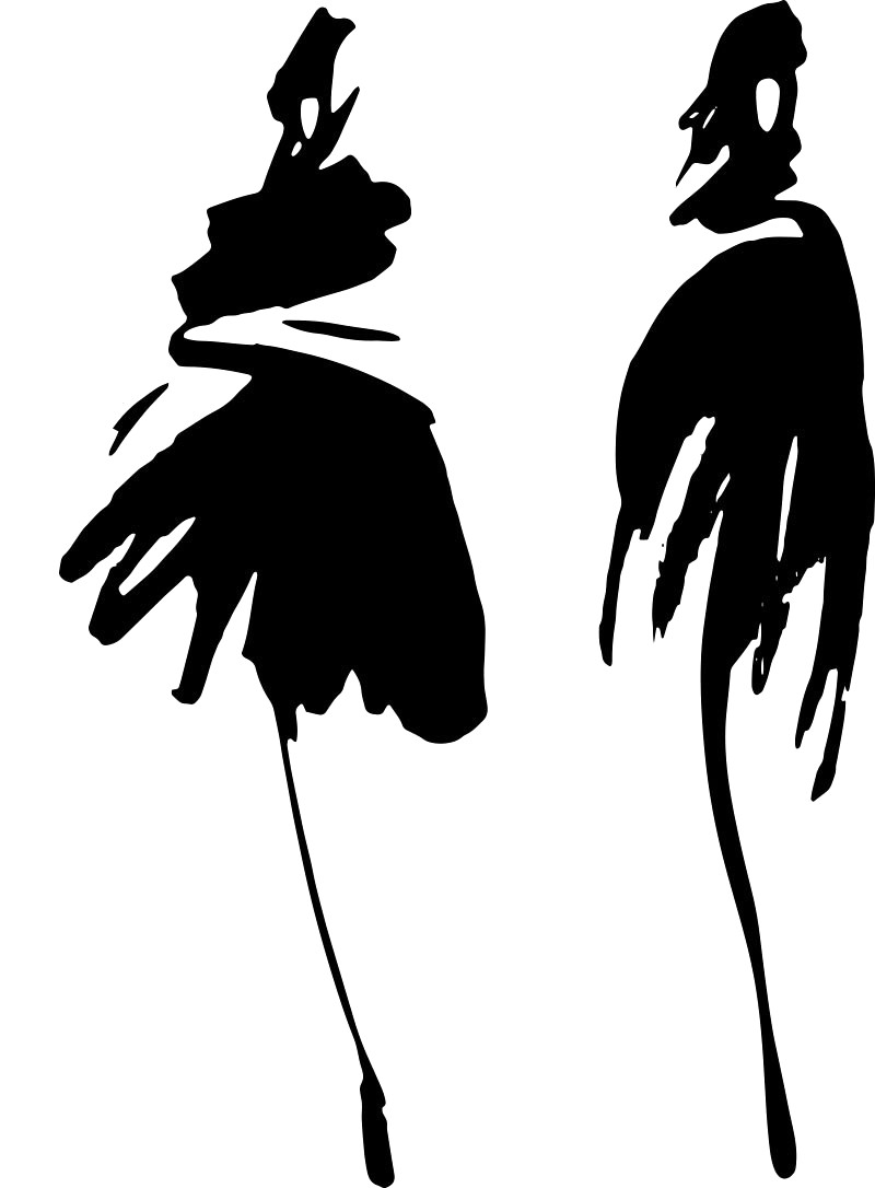 Two fashion sketches in black ink