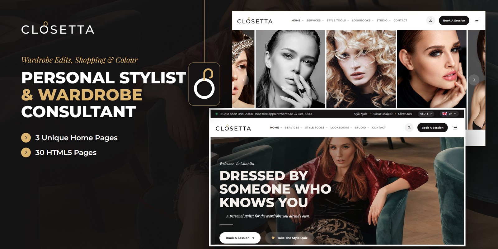Closetta template home pages