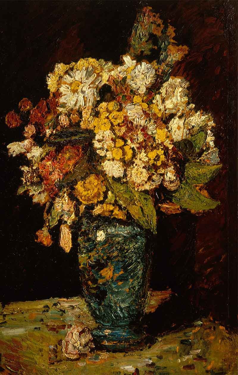 Zinnias In A Blue Vase, Clara Vos