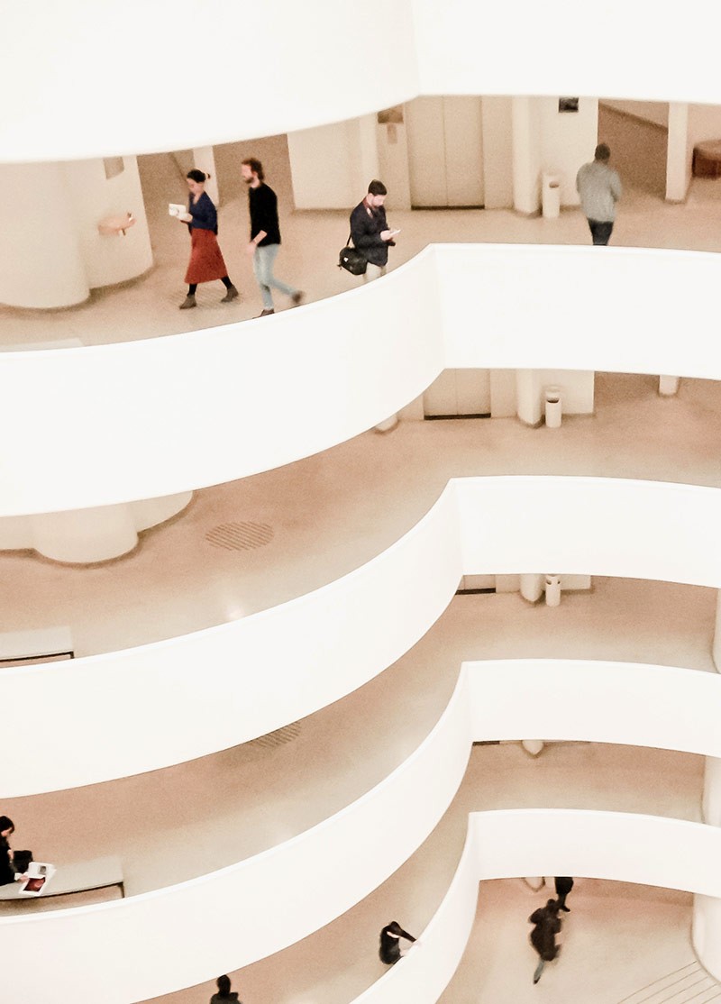 The rotunda's spiral galleries from above