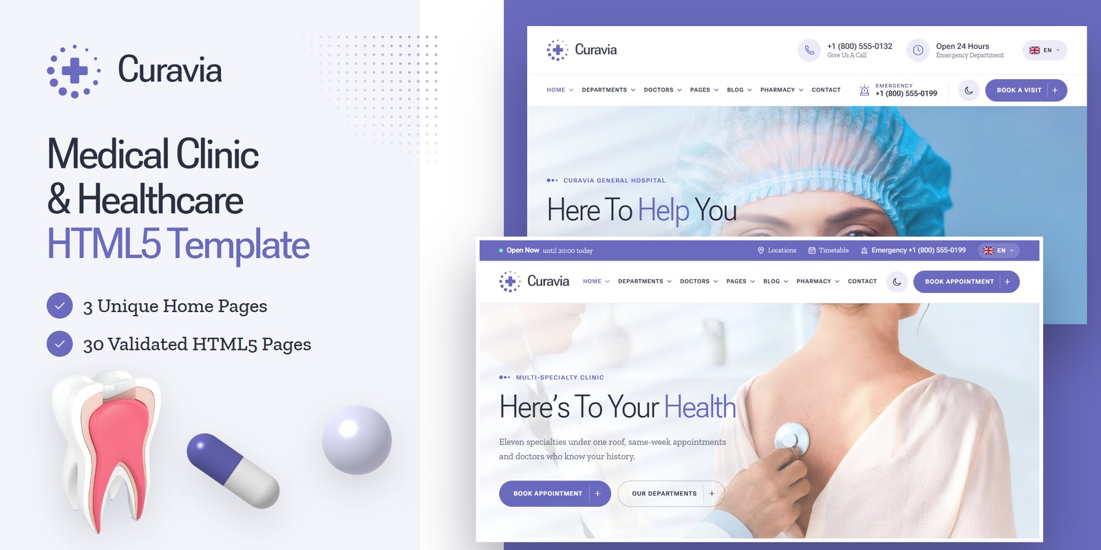Curavia template home pages