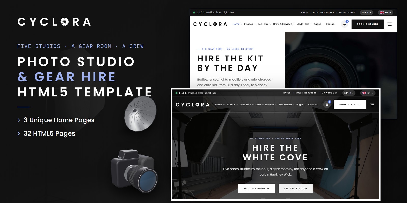 Cyclora template home pages