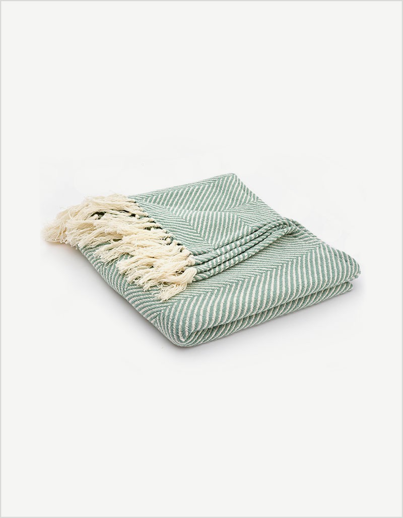 Cotton Hammam Towel, Mint Stripe