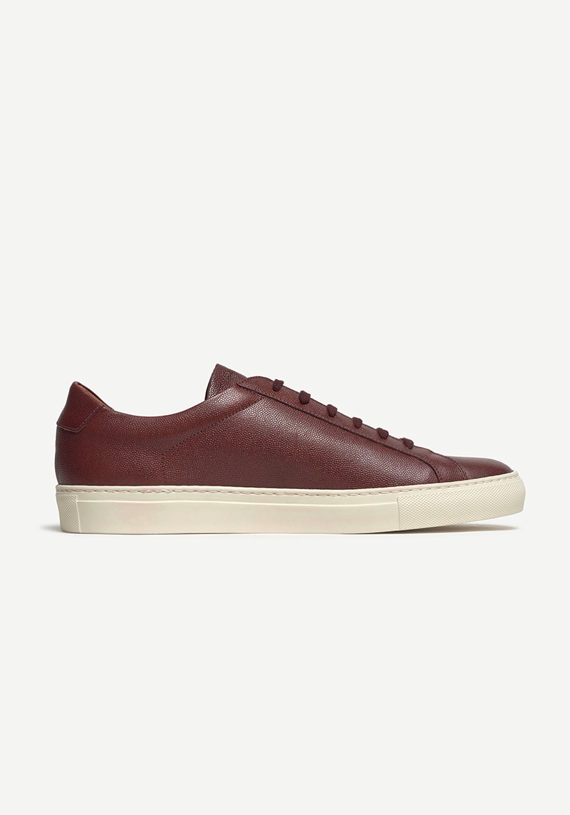 Low Top Leather Sneaker, Burgundy