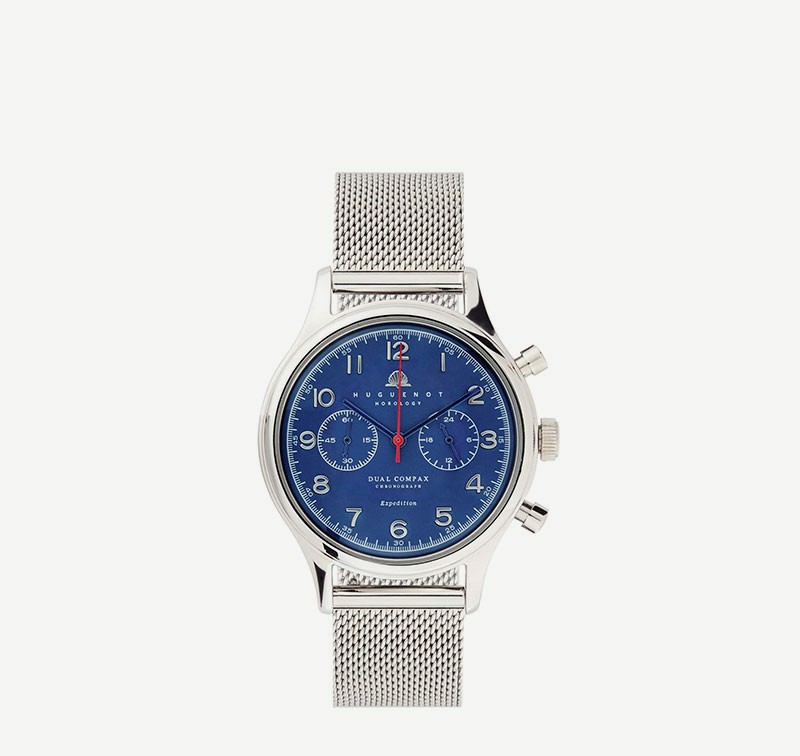Mesh chronograph, blue dial
