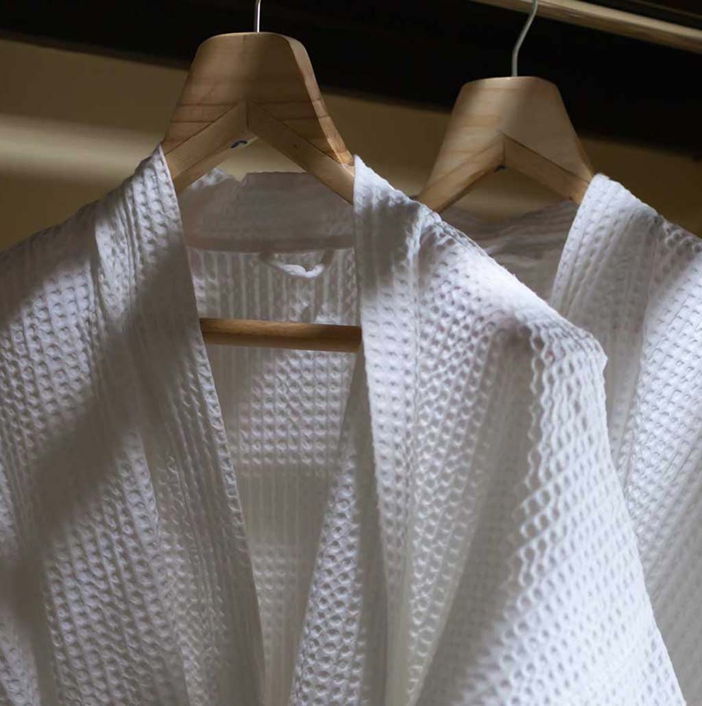 Waffle Bathrobe, White