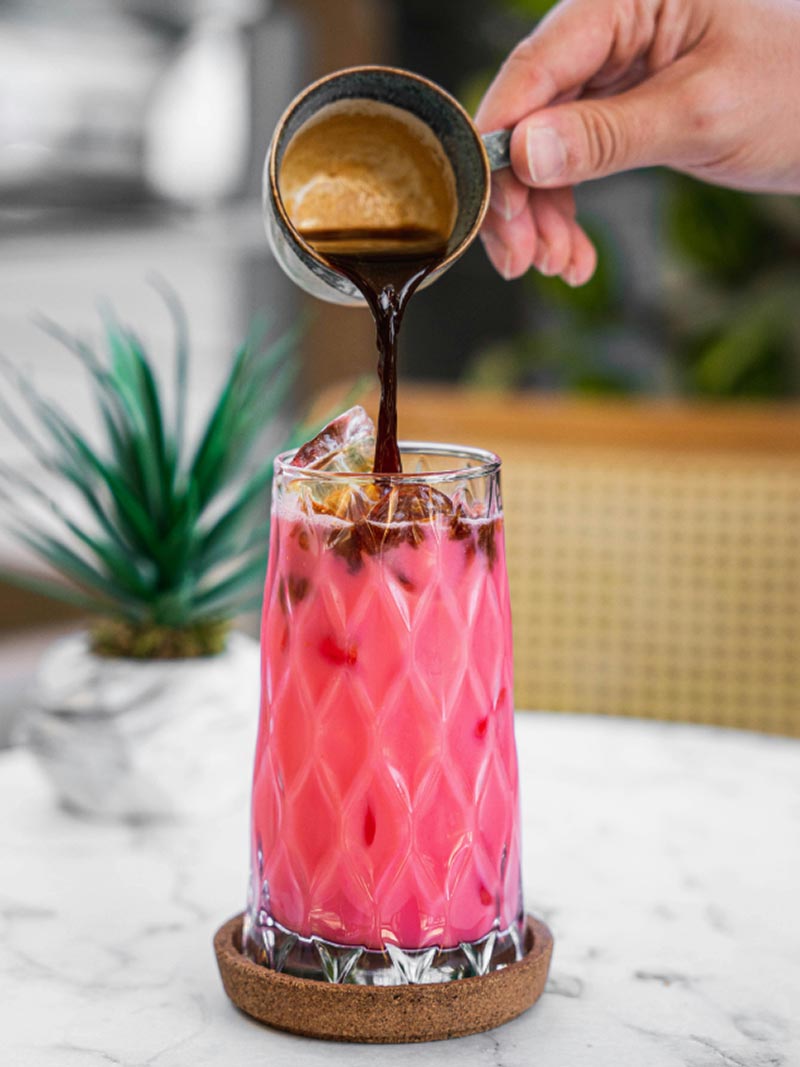 Boho Cocktail poured over ice