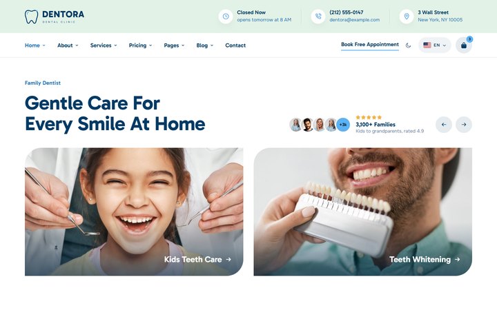 Family Dentist homepage preview