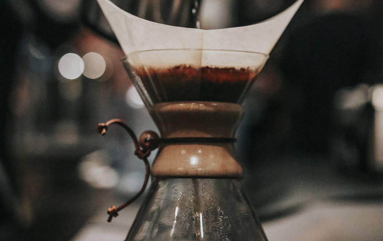 A Chemex brewing