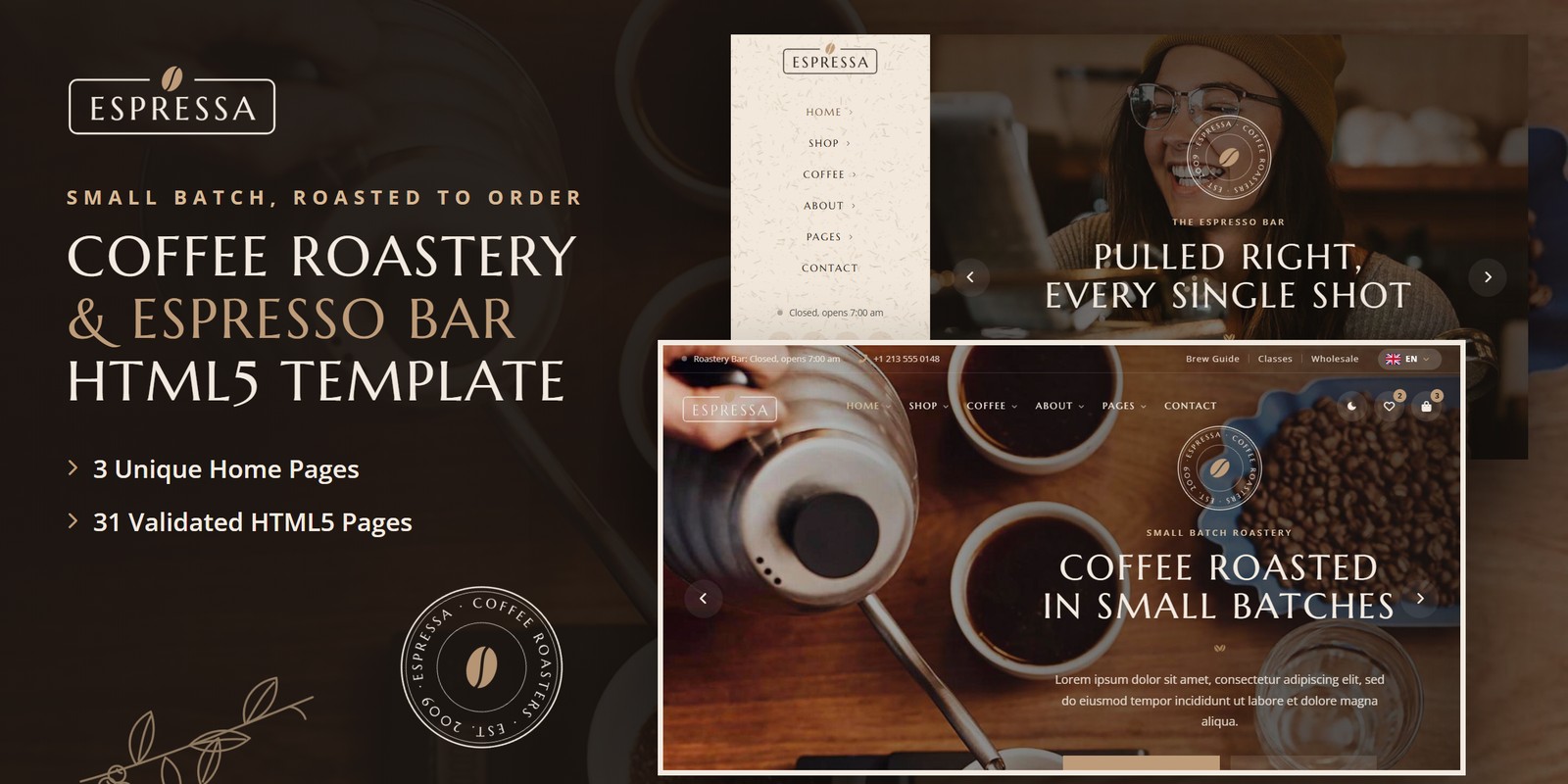 Espressa template home pages