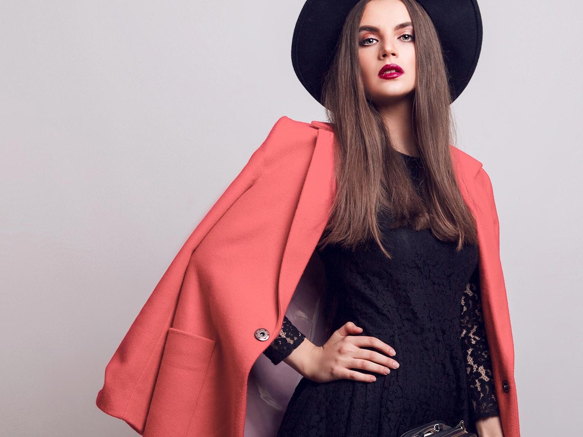 A North Line e-commerce shoot in a coral coat