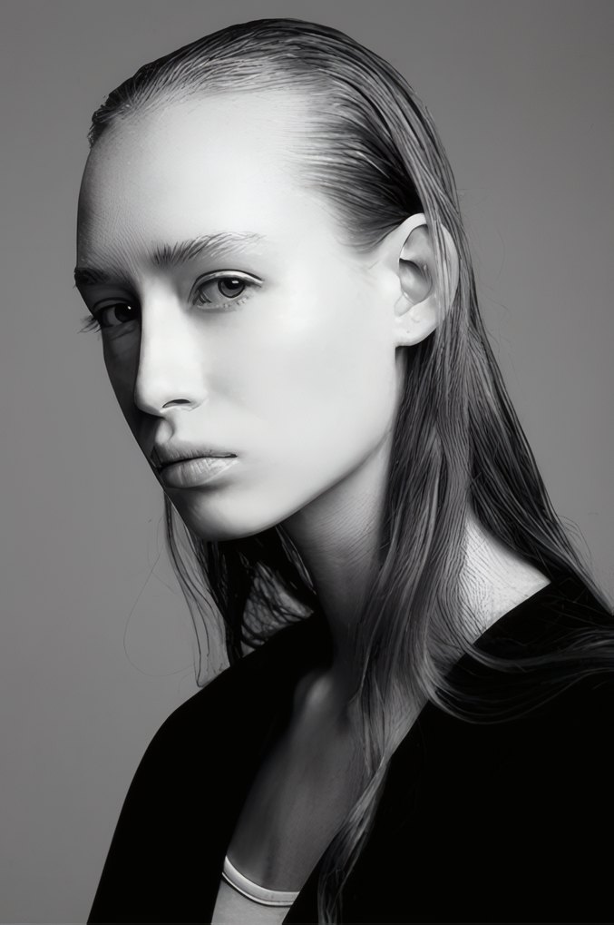 A profile digital, hair back