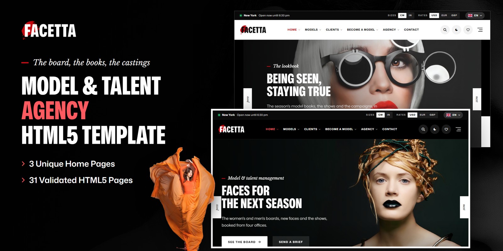 Facetta template home pages