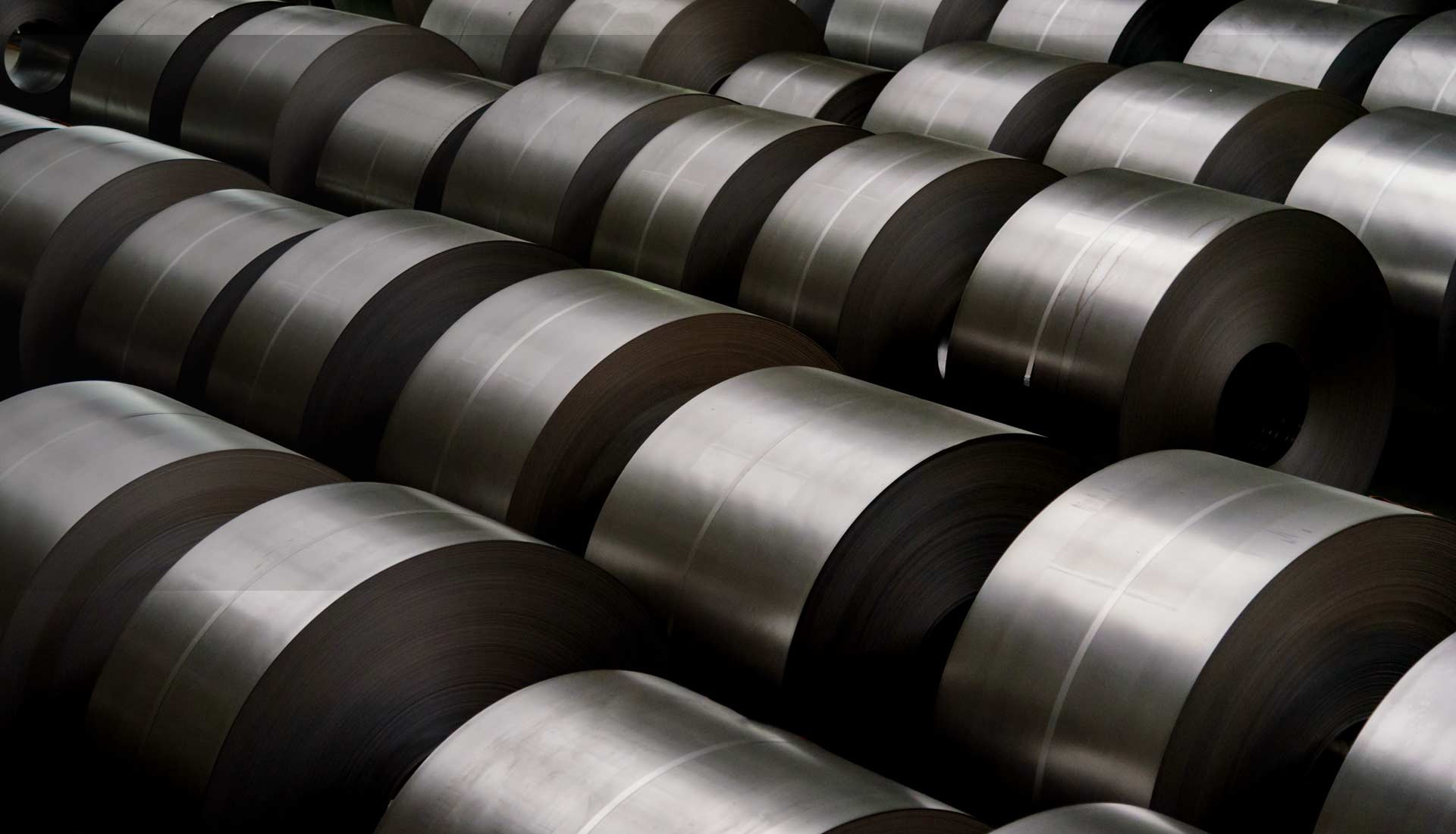 Steel coils in the yard