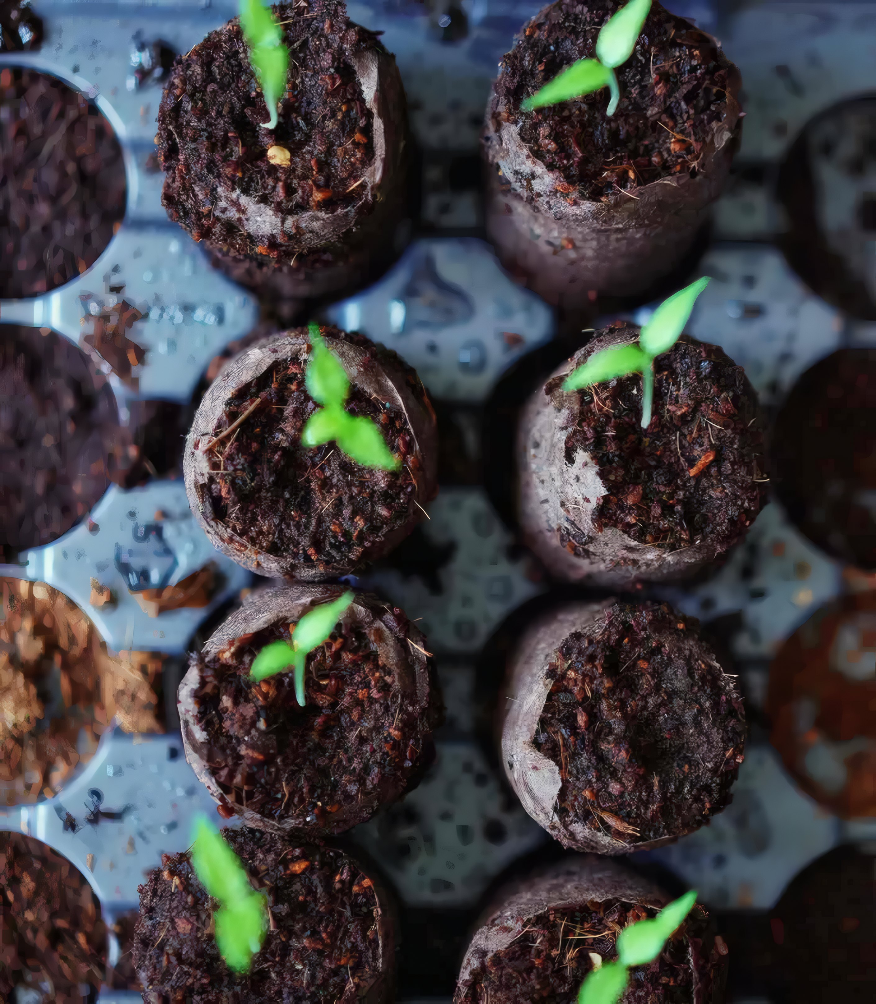 Seedlings in peat pots