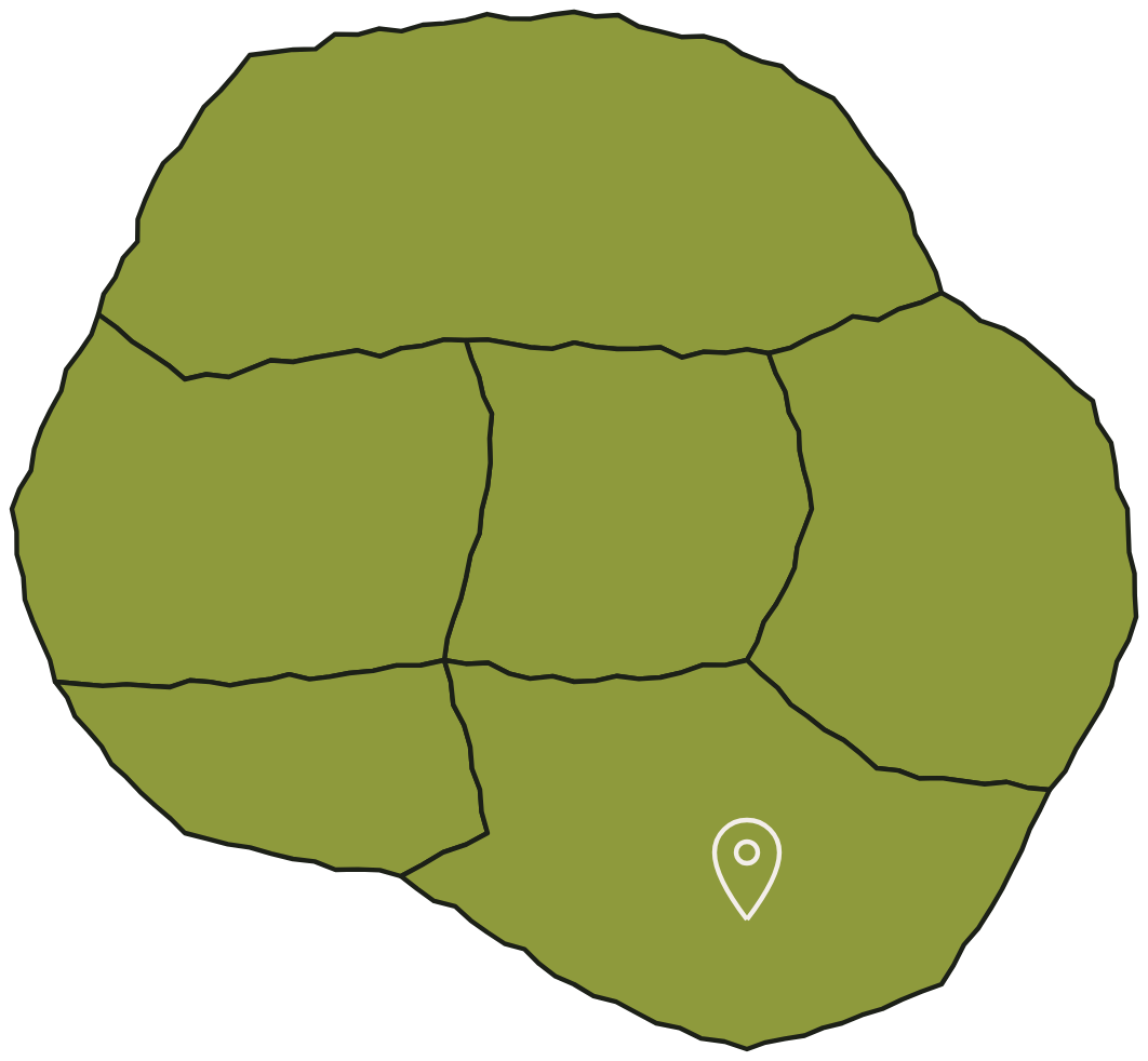 Map of the county with the packing shed in Petaluma