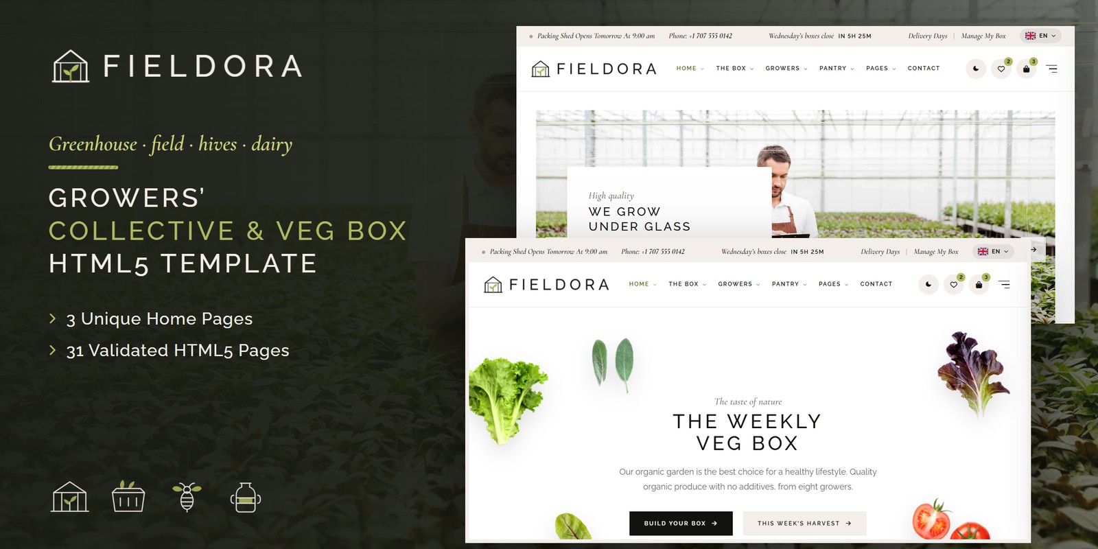 Fieldora template home pages