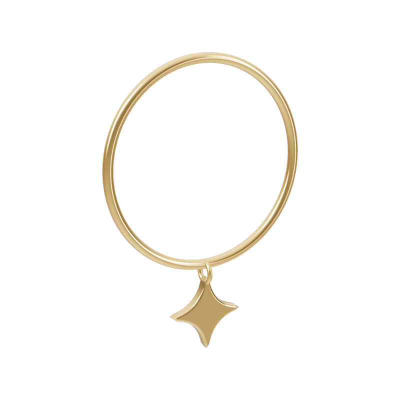 A seamless gold hoop with a star charm