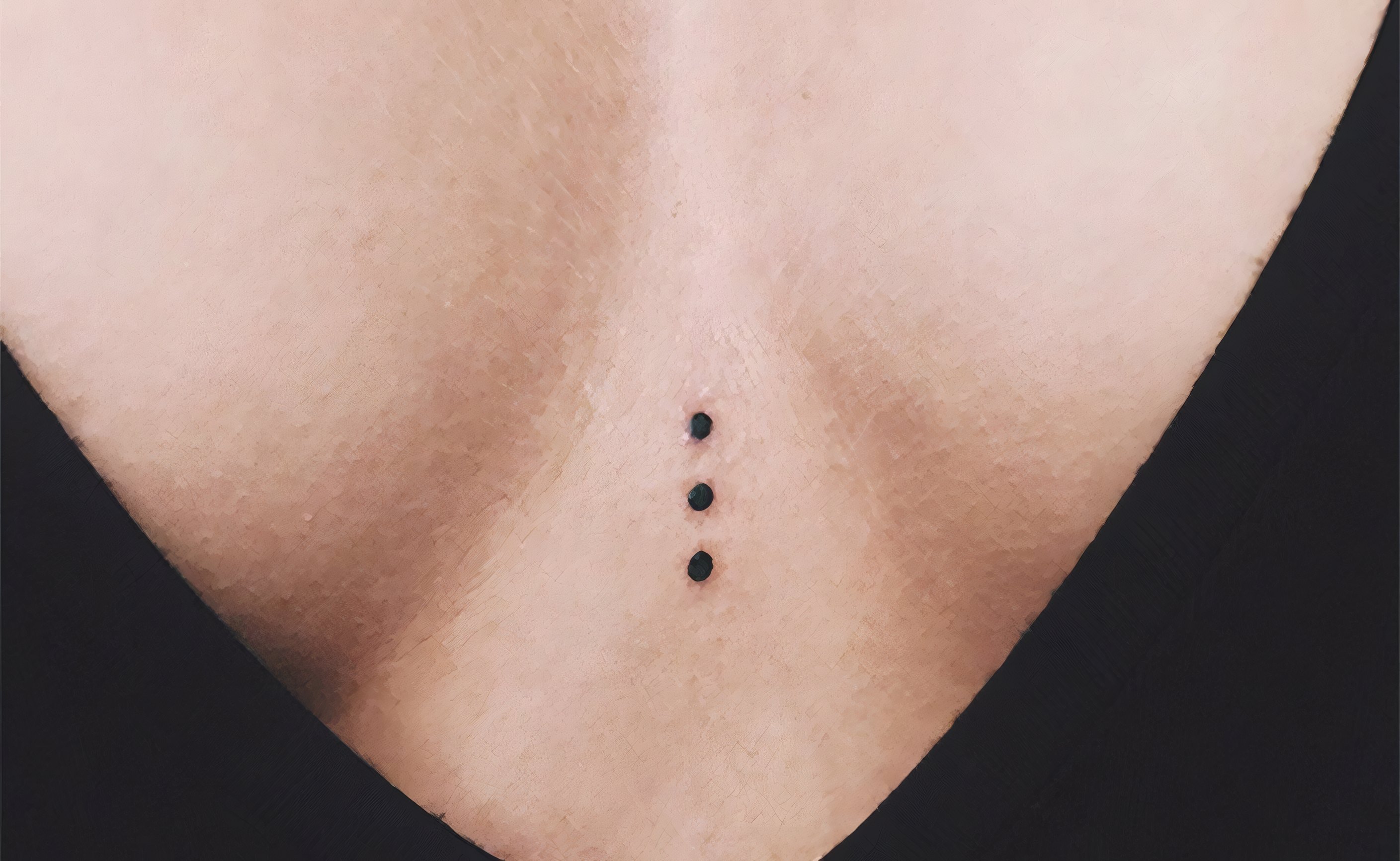 Three Dots, a fine-line tattoo