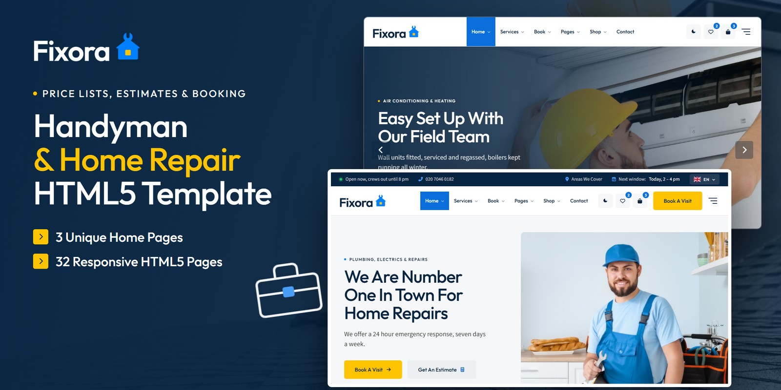 Fixora template home pages