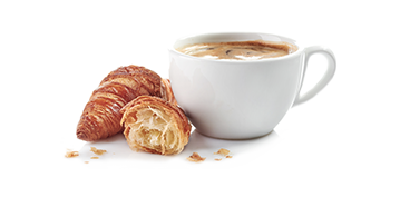 A croissant with a cup of coffee