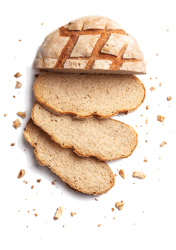 A sliced rye loaf