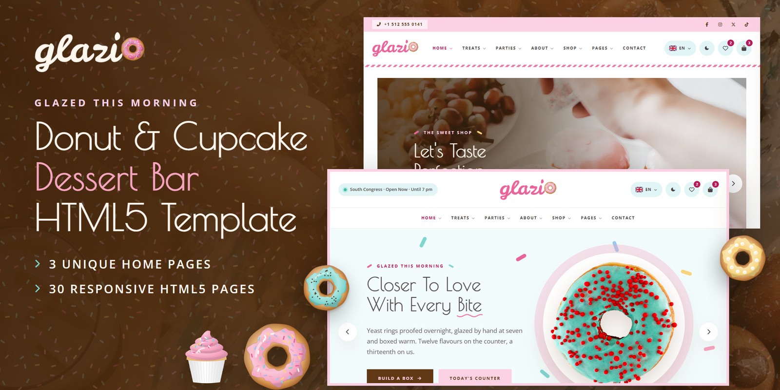 Glazio template home pages