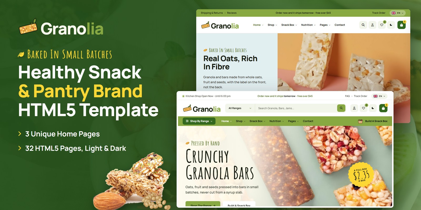 Granolia template home pages