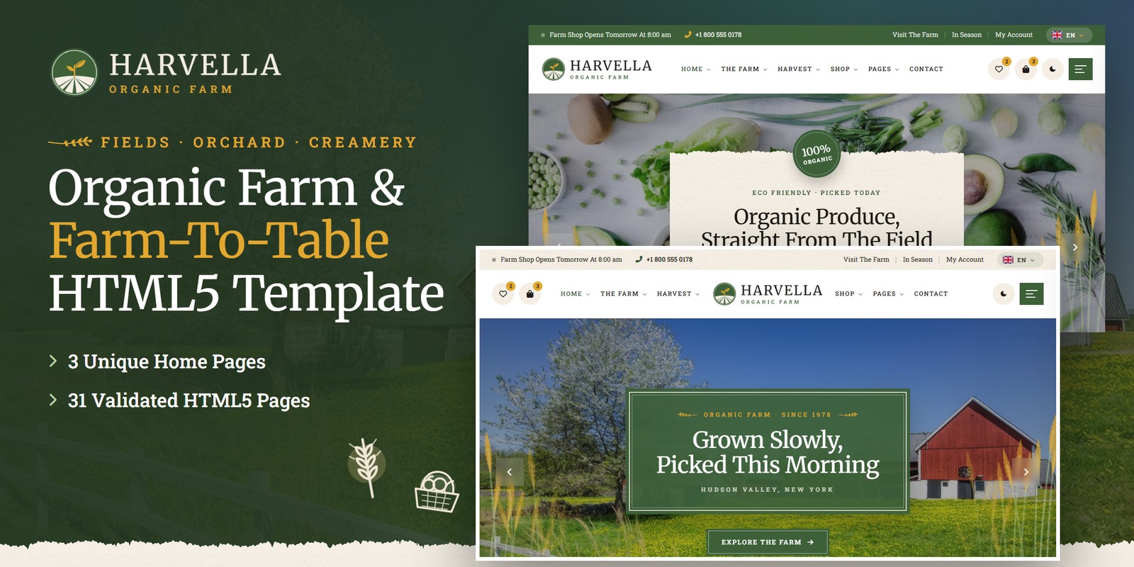 Harvella template home pages