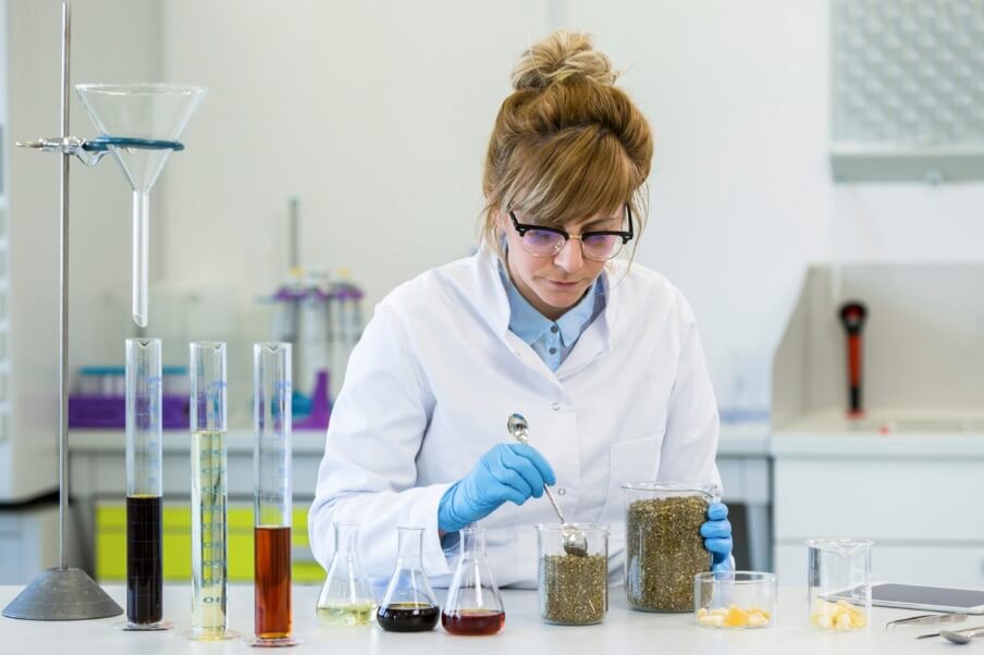 An analyst at the laboratory bench