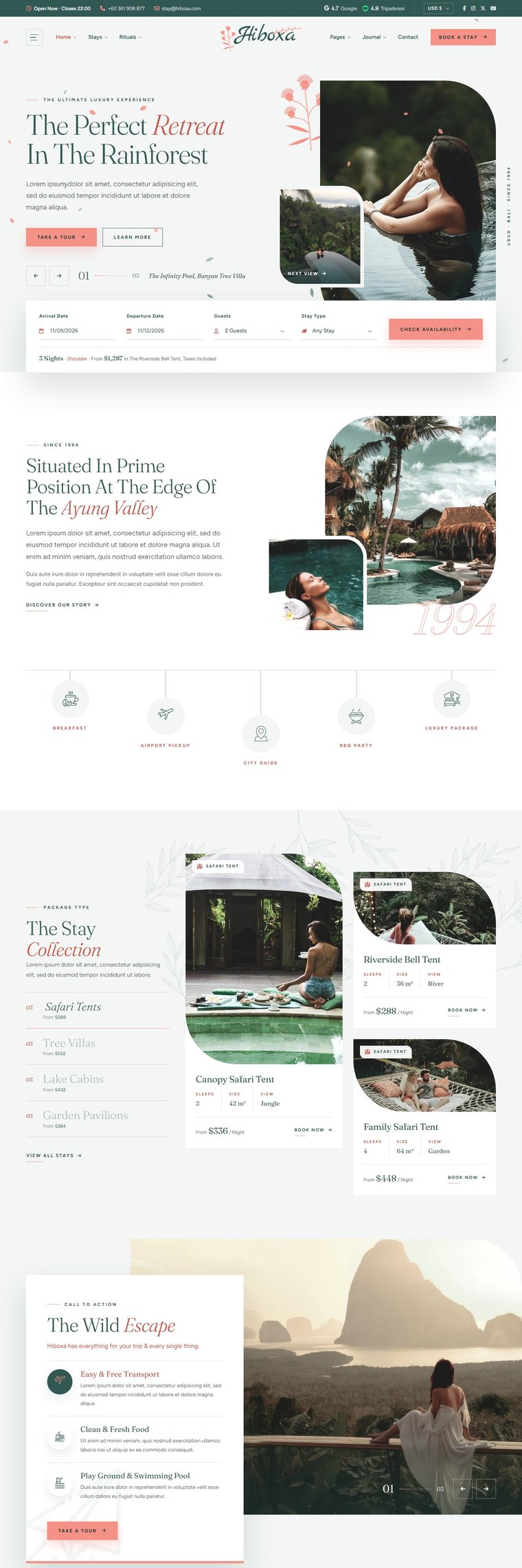 The Hiboxa home page, from the top