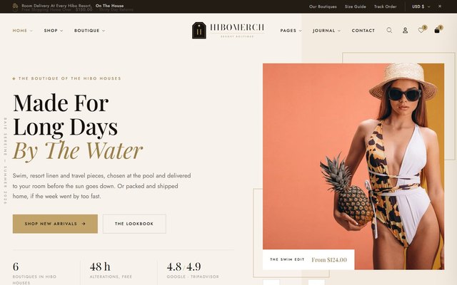 Hibo Boutiques website, view 1